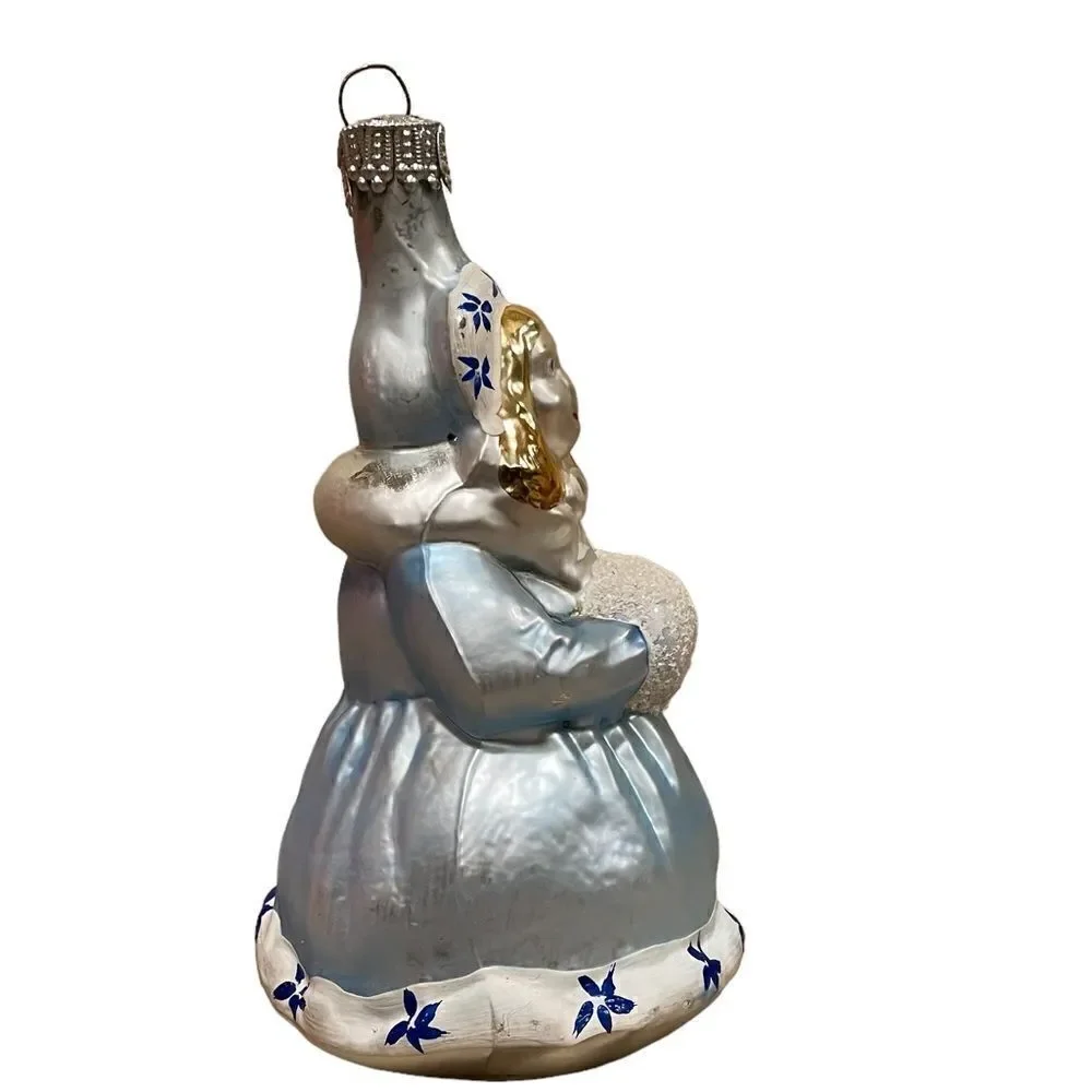 Vintage Glass Snow Girl Kitschy Christmas Ornament